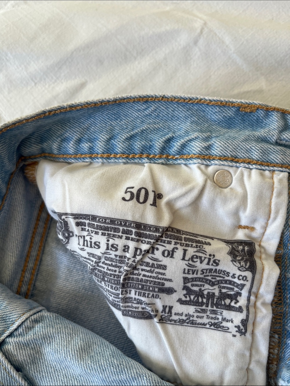 Levi's Light Blue Distressed Cutoff Denim Shorts - Picture 4 of 7